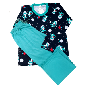 0367 Pijama Dinossauro Espacial com calça Verde 10